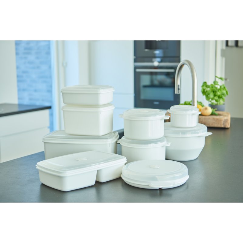 Plast Team assiette micro-ondes 3 compartiments, blanc/transparent, PP, rond